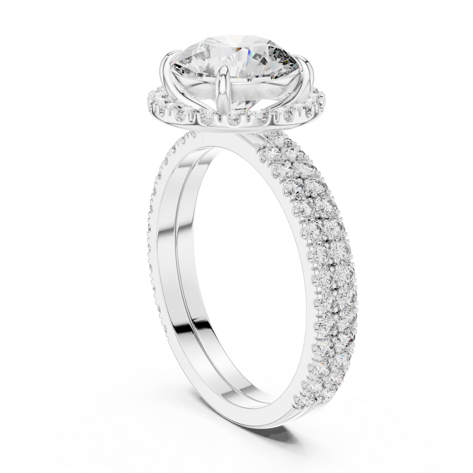  White Gold Radiant Embrace Solitaire Crown Engagement Ring Left View