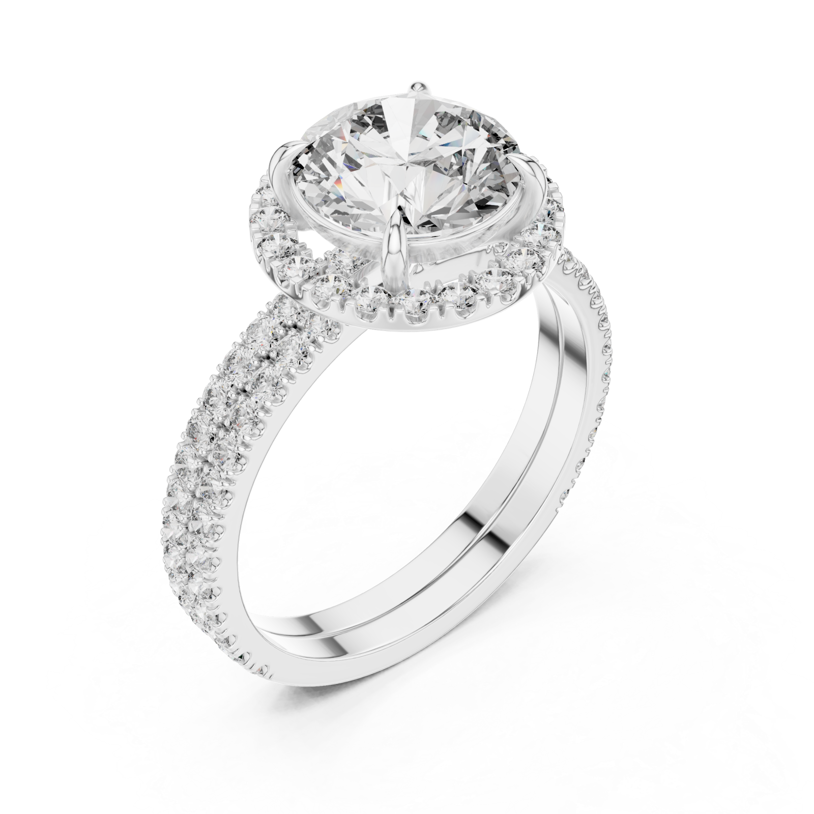  White Gold Radiant Embrace Solitaire Crown Engagement Ring Right View