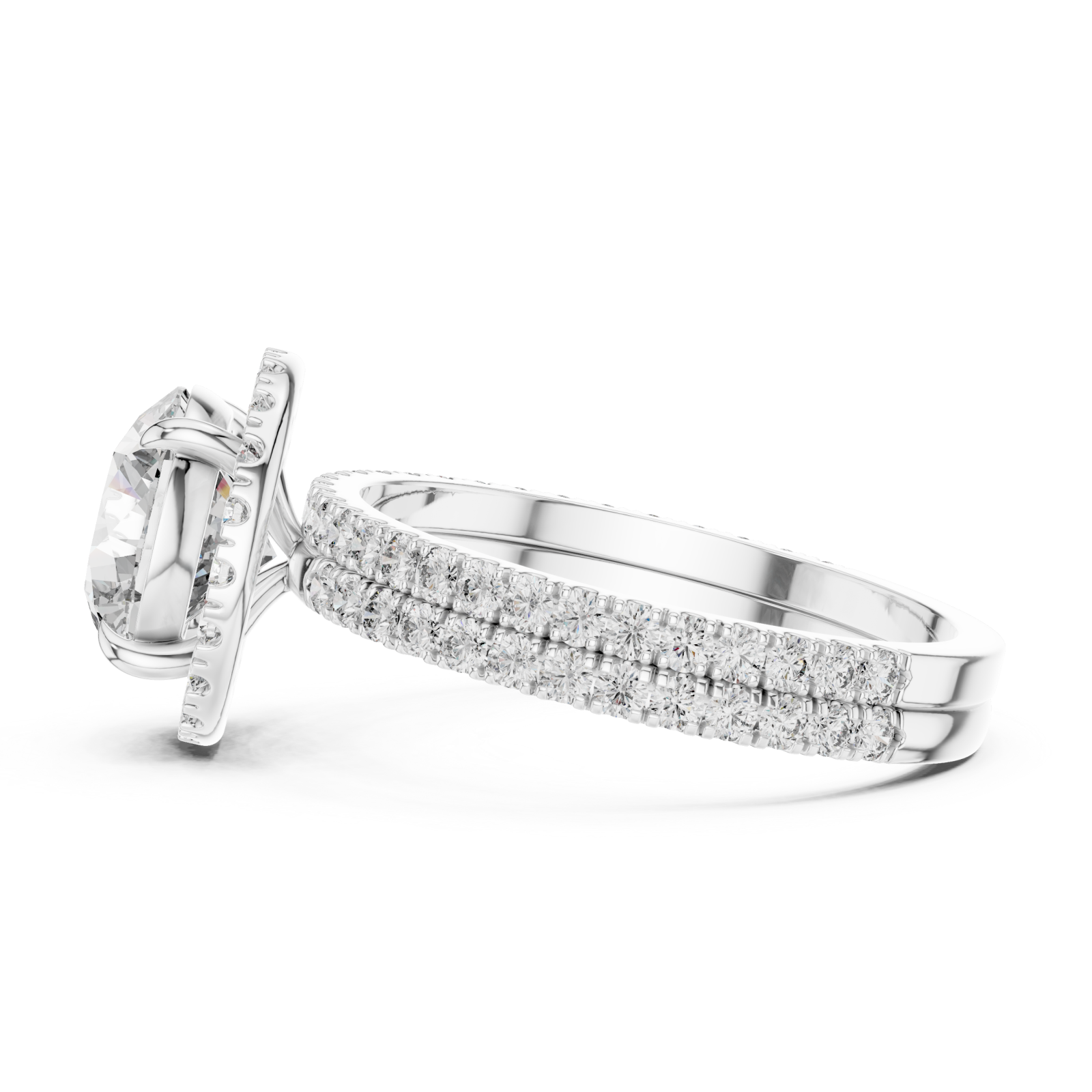  White Gold Radiant Embrace Solitaire Crown Engagement Ring Side View