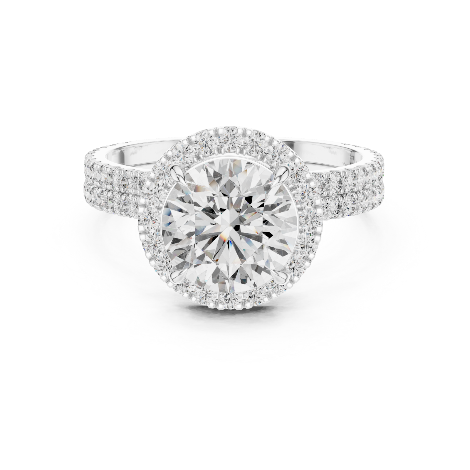  White Gold Radiant Embrace Solitaire Crown Engagement Ring Front View