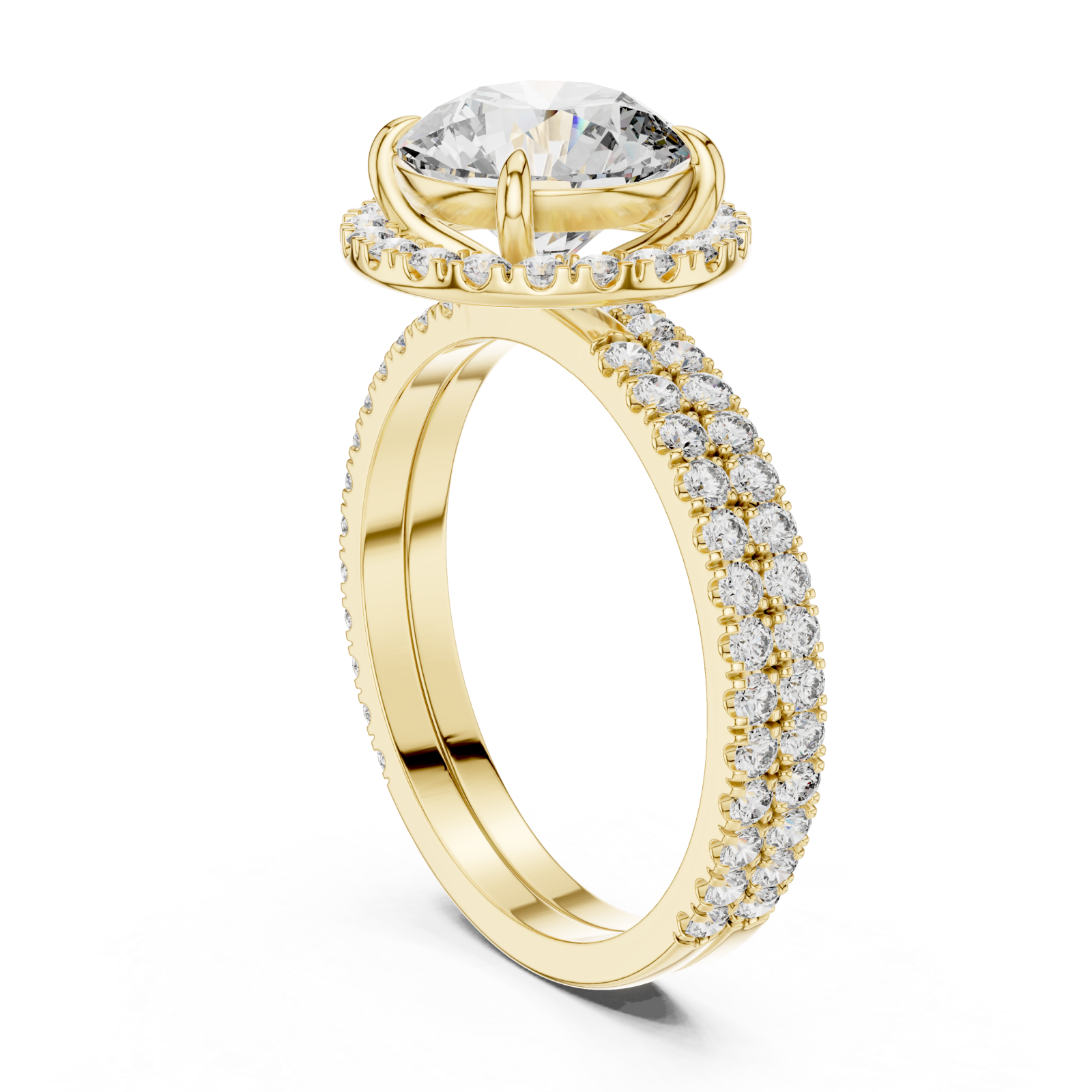  Gold Radiant Embrace Solitaire Crown Engagement Ring Left View