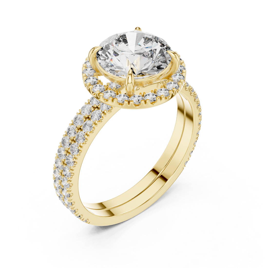 Gold Radiant Embrace Solitaire Crown Engagement Ring Right View