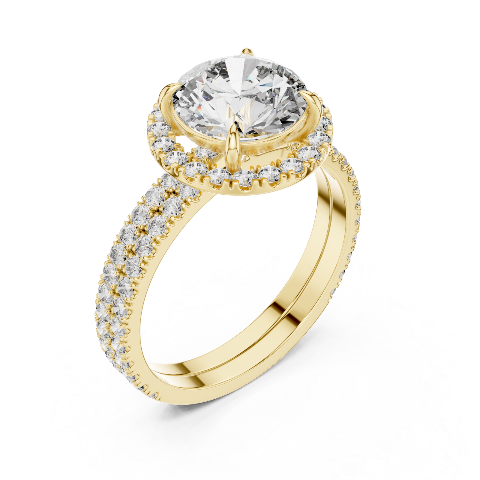 Gold Radiant Embrace Solitaire Crown Engagement Ring Right View