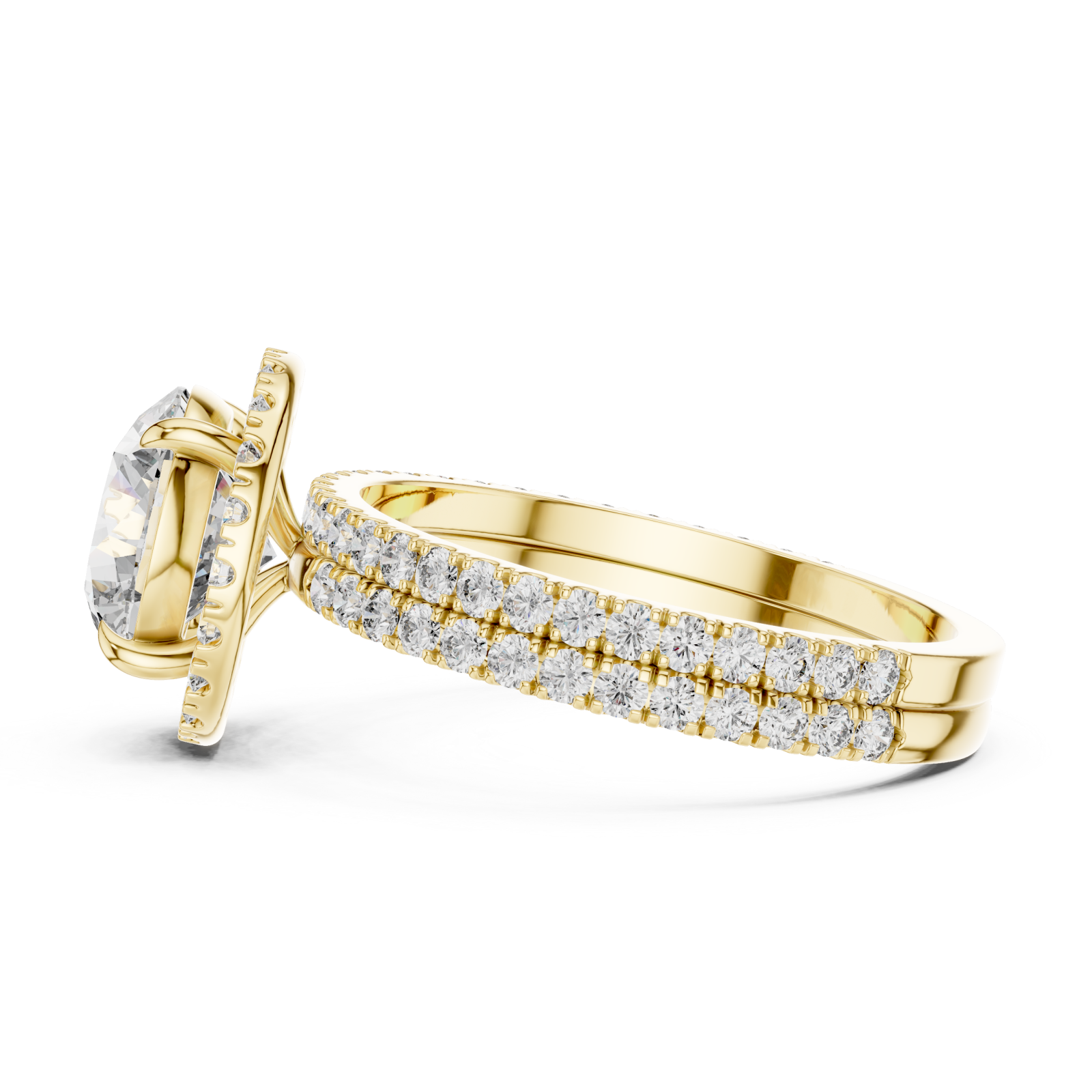  Gold Radiant Embrace Solitaire Crown Engagement Ring Side View
