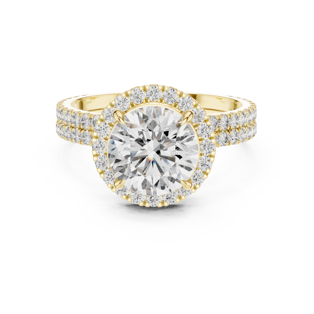Gold Radiant Embrace Solitaire Crown Engagement Ring Right View