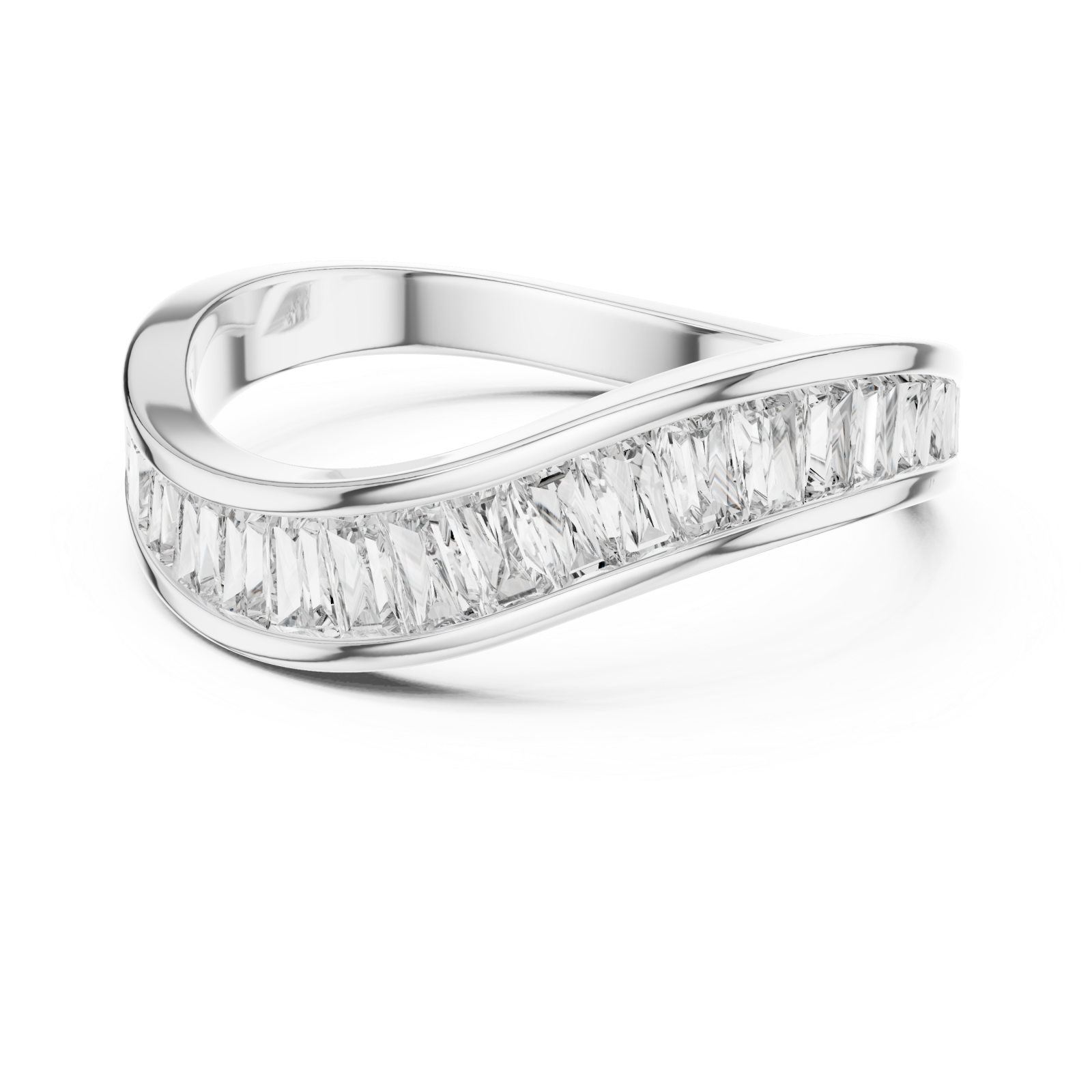  White Gold Enchanted Arc Modern Silhouette Ring Front View