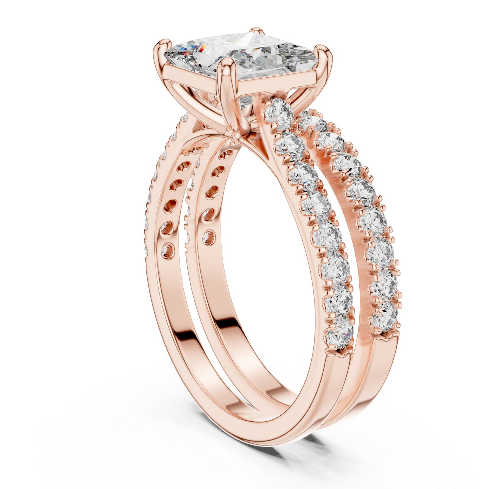  Rose Gold Velvet Serenity Three Row Eternity Ring Left View