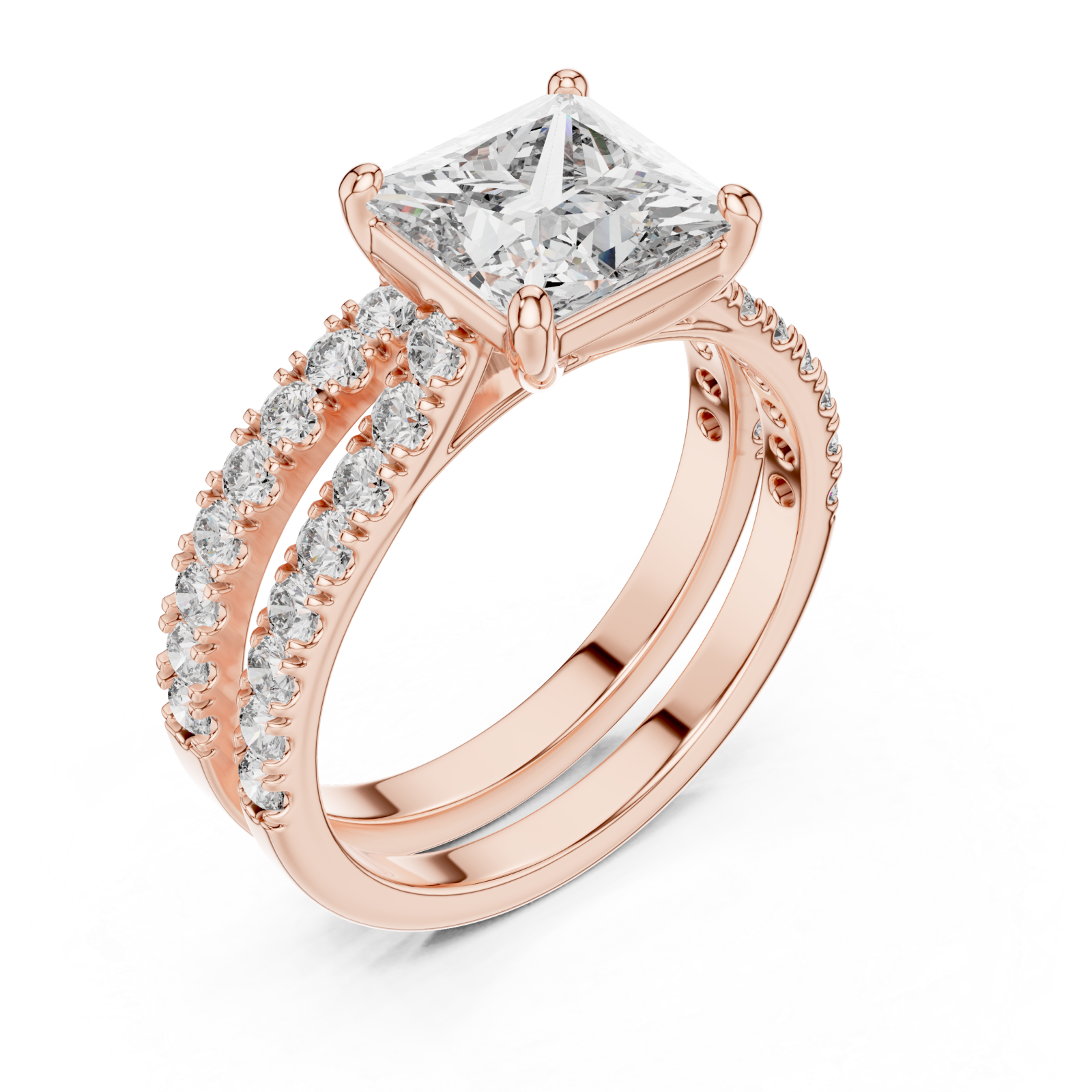  Rose Gold Velvet Serenity Three Row Eternity Ring Right View