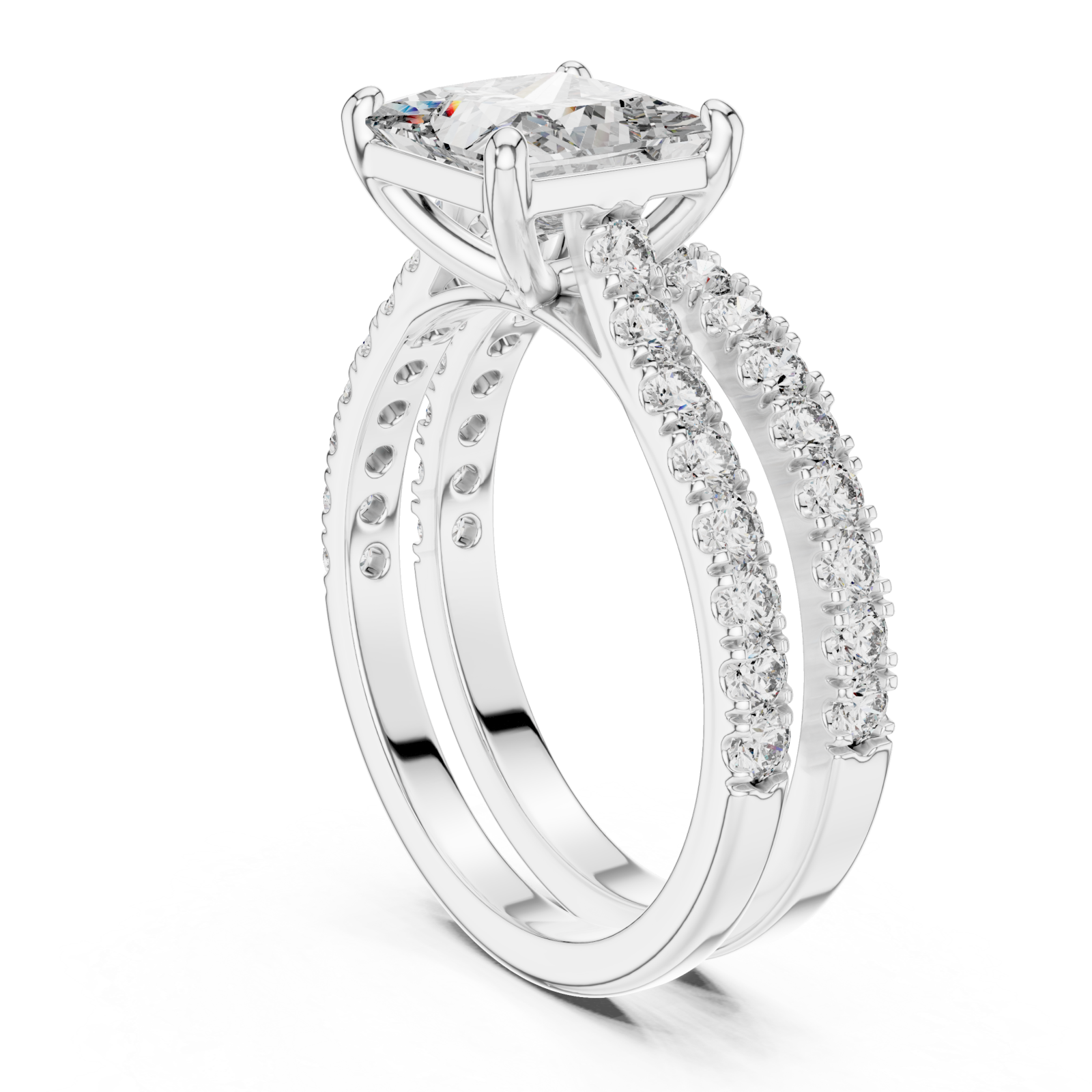  White Gold Velvet Serenity Three Row Eternity Ring Left View