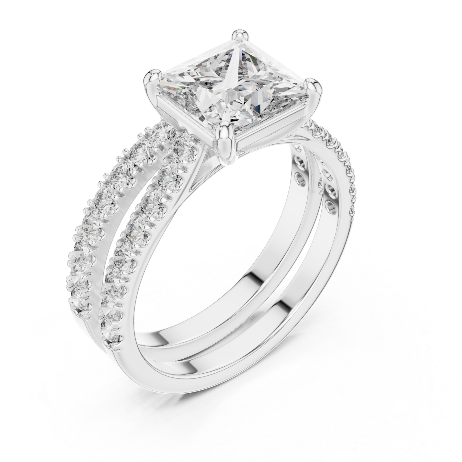  White Gold Velvet Serenity Three Row Eternity Ring Right View
