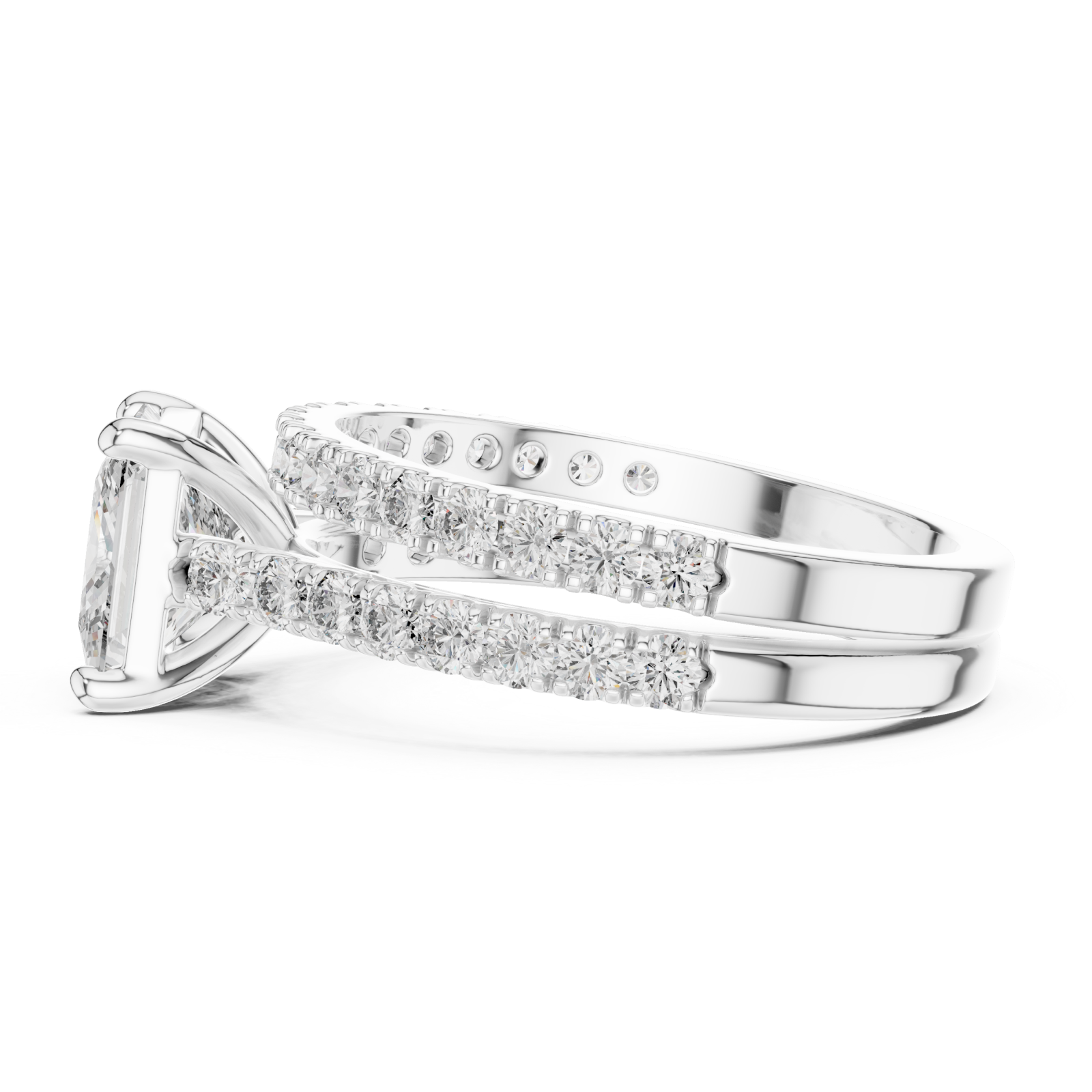  White Gold Velvet Serenity Three Row Eternity Ring Side View