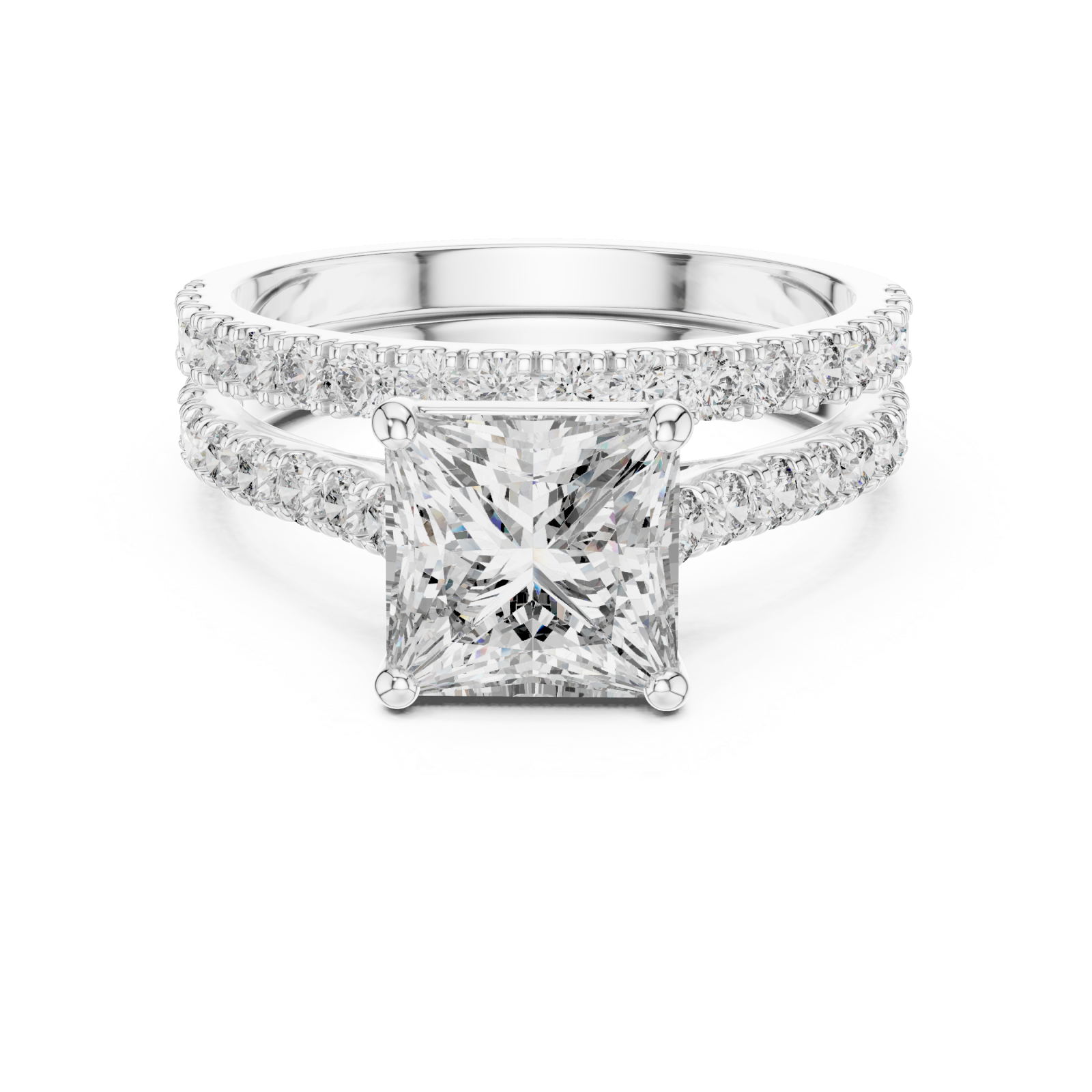  White Gold Velvet Serenity Three Row Eternity Ring Front View
