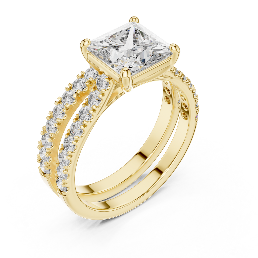 Gold Velvet Serenity Three Row Eternity Ring Right View