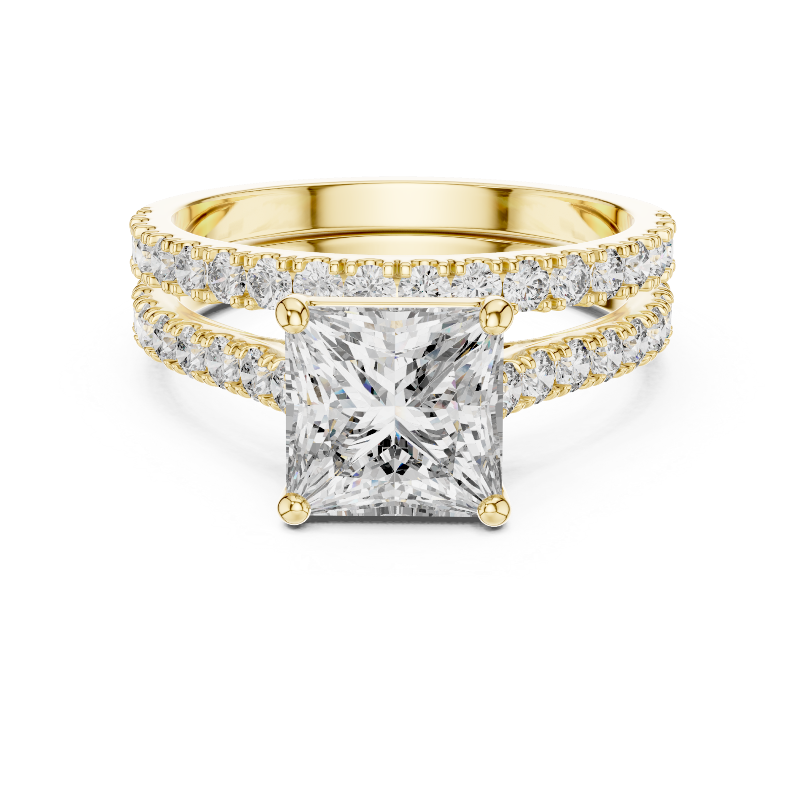  Gold Velvet Serenity Three Row Eternity Ring Front View