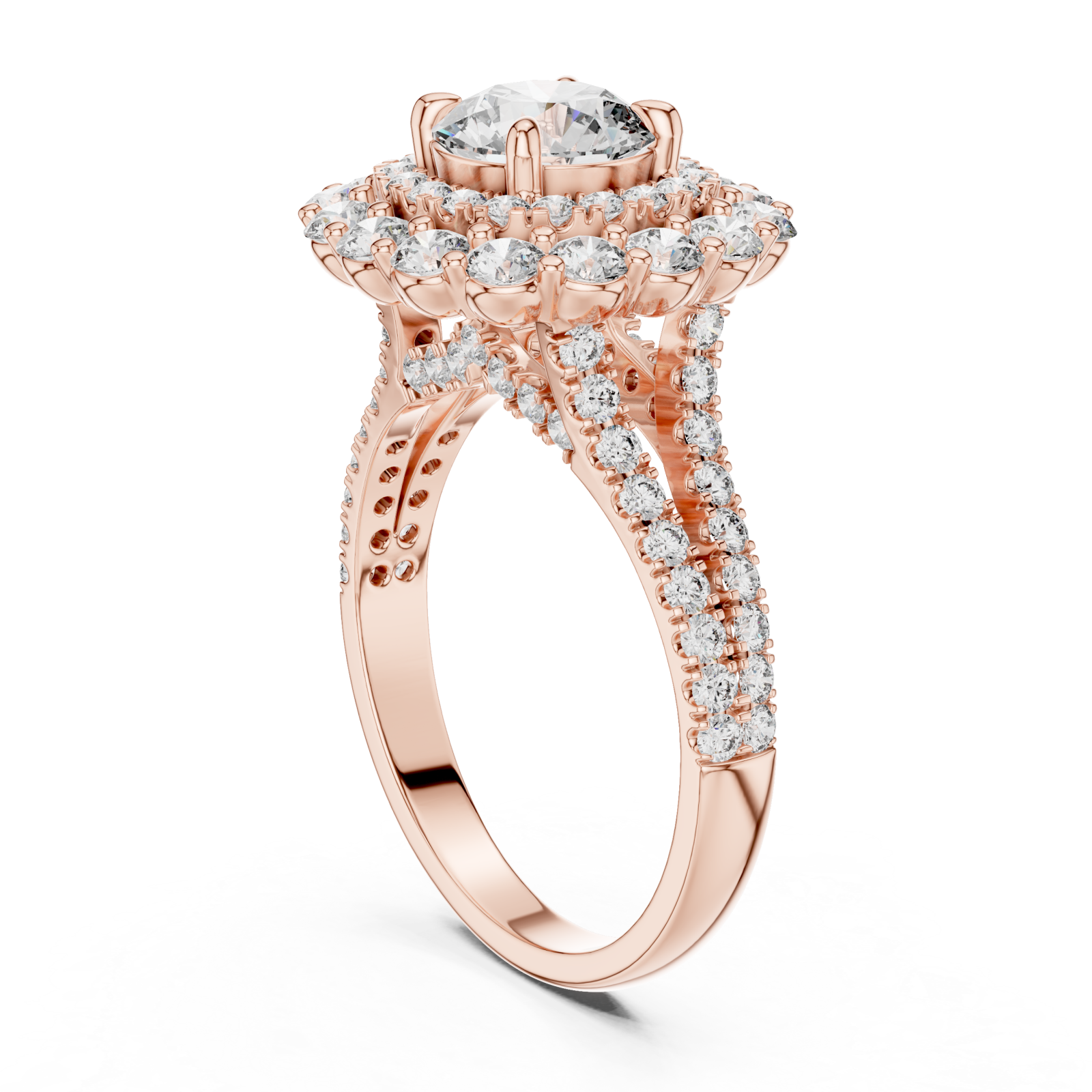  Rose Gold Celestial Dual Band Elegance Ring Left View