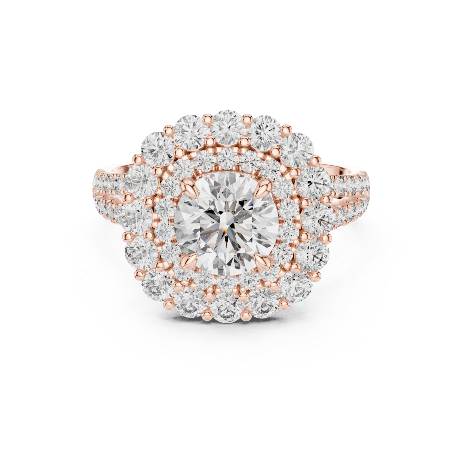  Rose Gold Celestial Dual Band Elegance Ring Front View