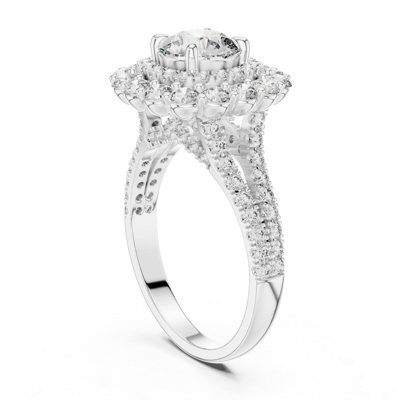  White Gold Celestial Dual Band Elegance Ring Left View