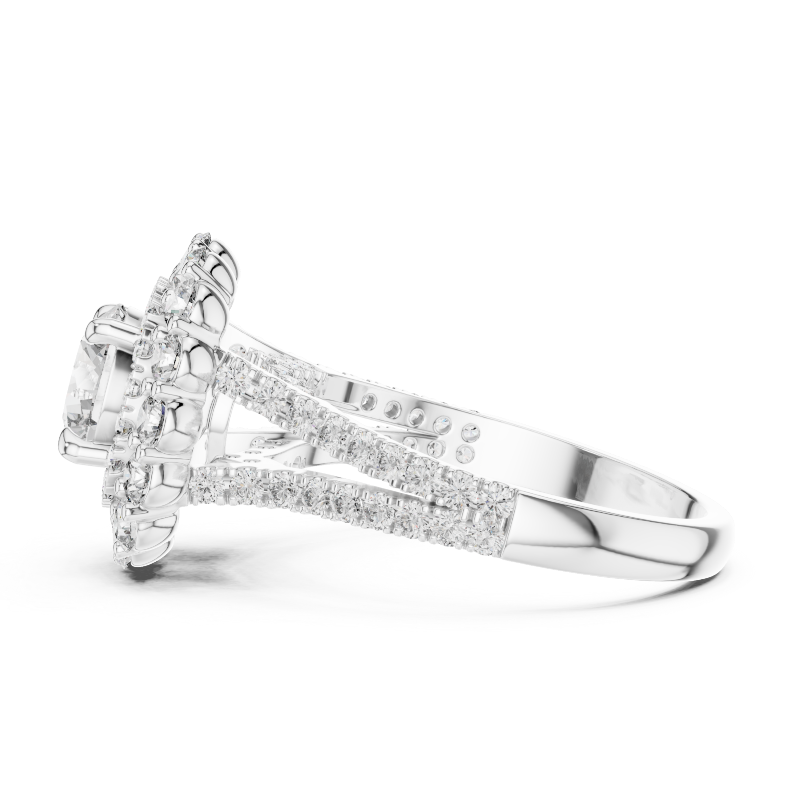  White Gold Celestial Dual Band Elegance Ring Side View