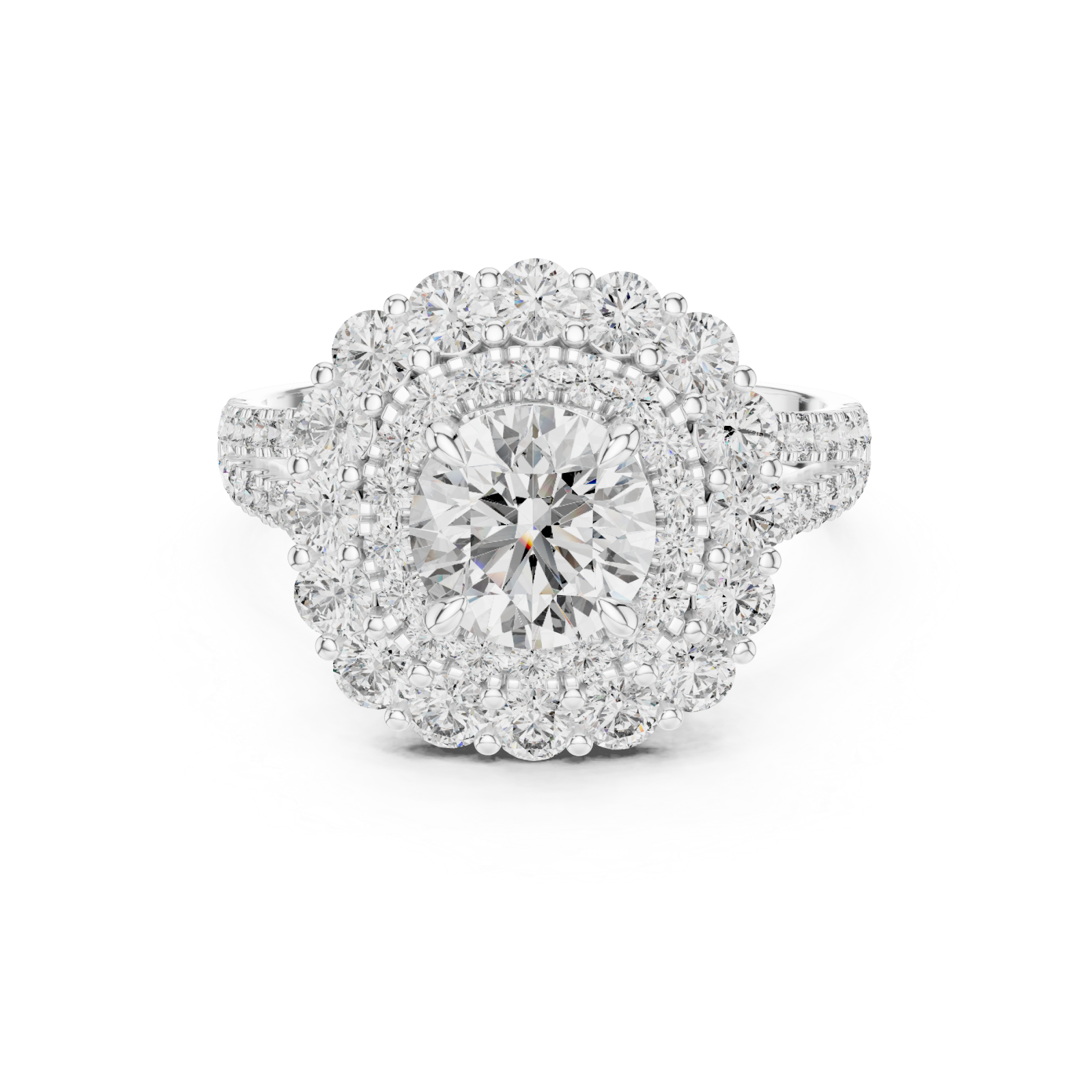  White Gold Celestial Dual Band Elegance Ring Front View