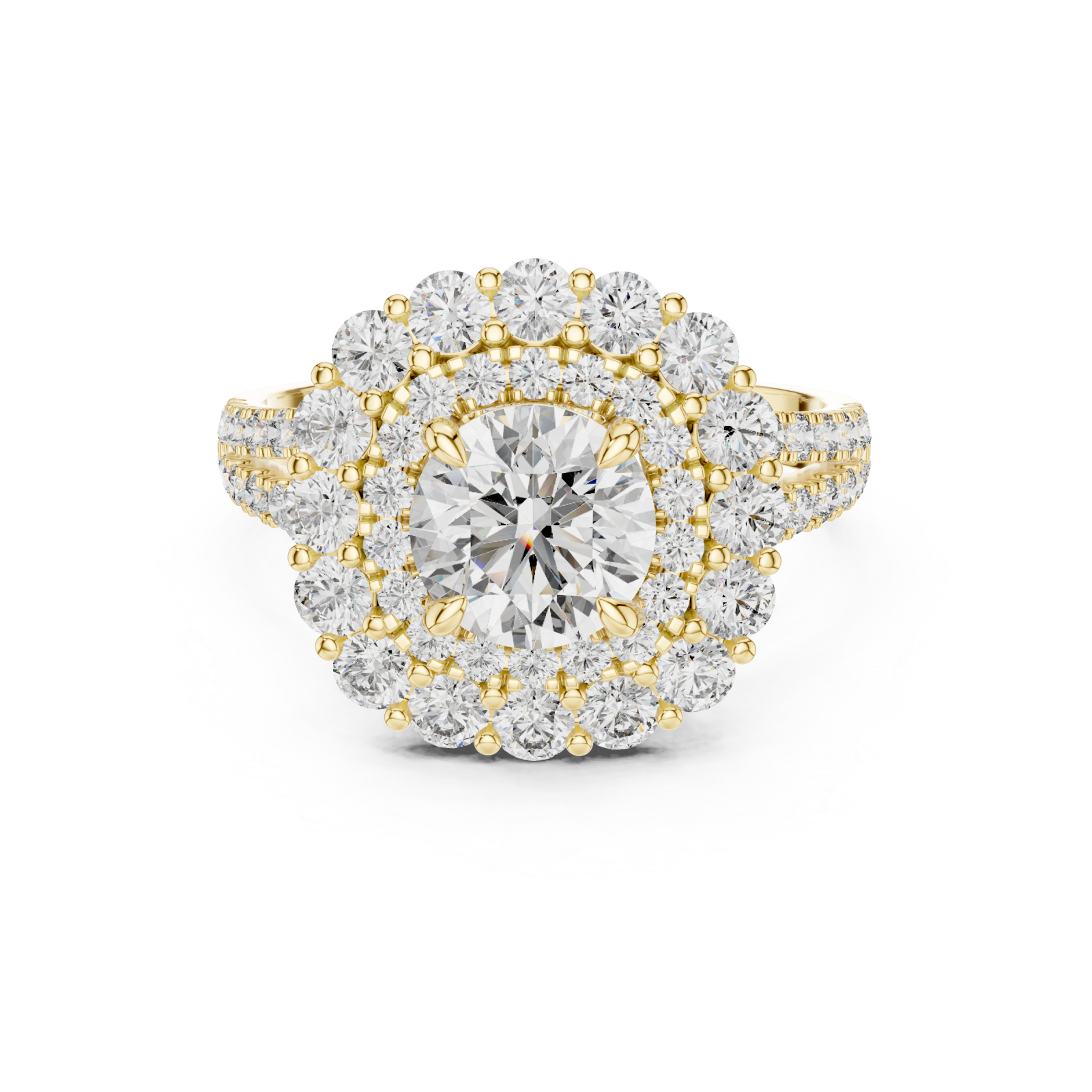  Gold Celestial Dual Band Elegance Ring Front View