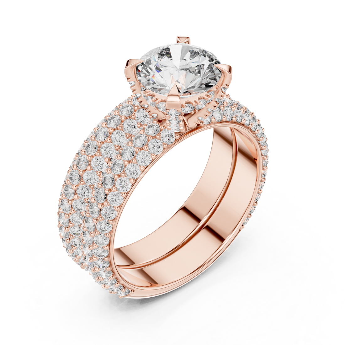  Rose Gold Radiant Embrace Pave Statement Engagement Ring Right View