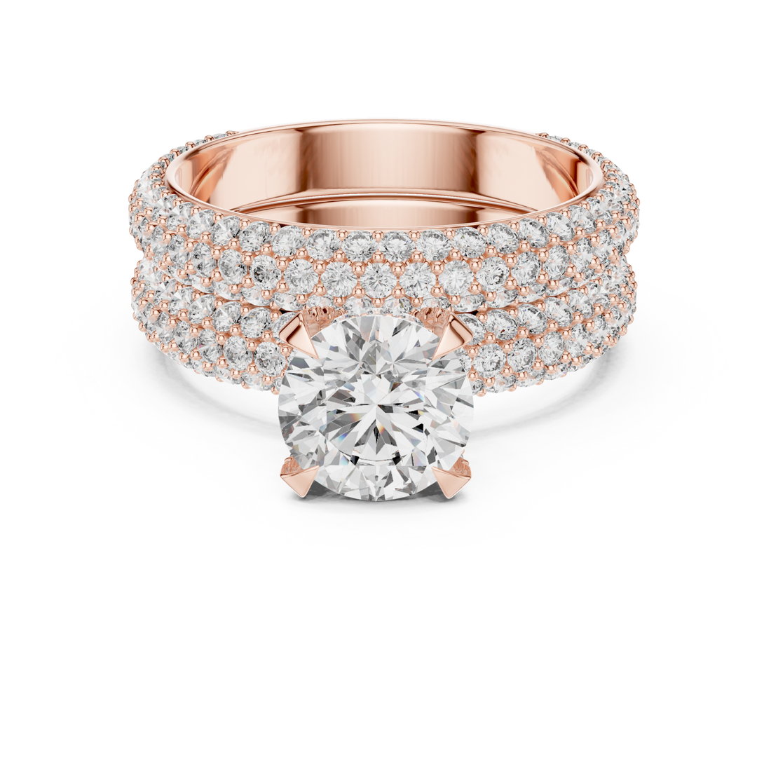  Rose Gold Radiant Embrace Pave Statement Engagement Ring Right View