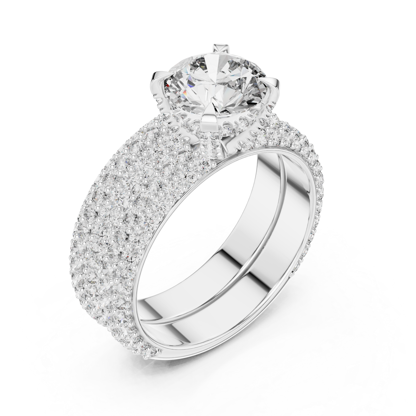  White Gold Radiant Embrace Pave Statement Engagement Ring Right View