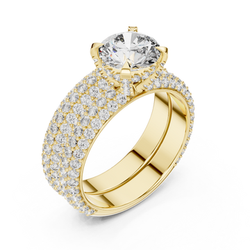 Gold Radiant Embrace Pave Statement Engagement Ring Right View