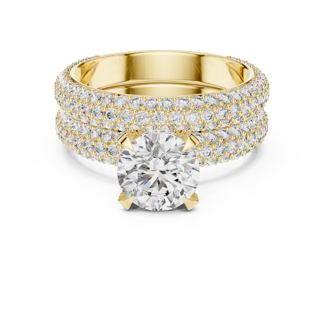Gold Radiant Embrace Pave Statement Engagement Ring Right View