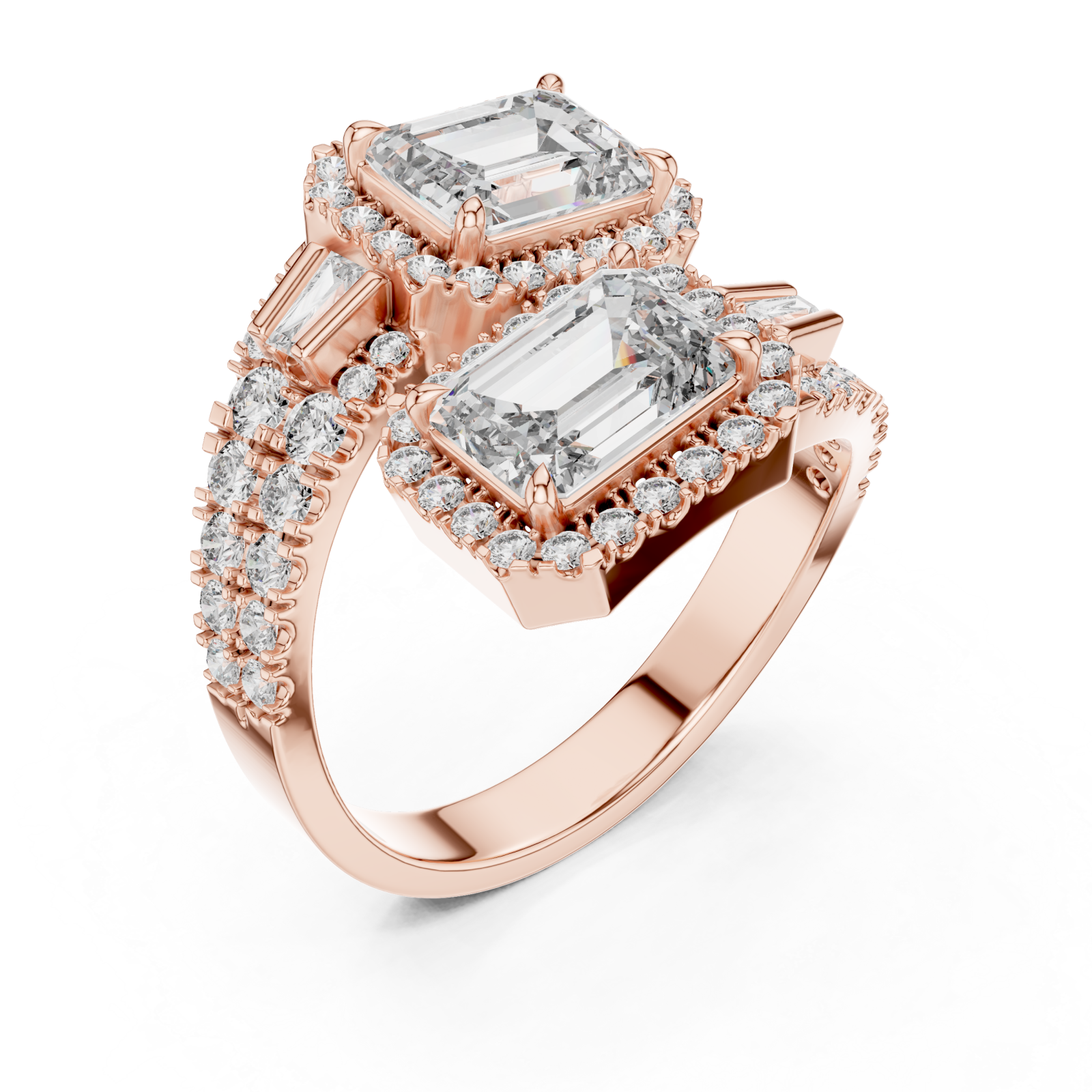  Rose Gold Vivid Twin Pavilion Architectural Ring Right View