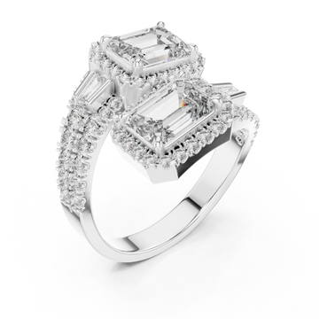  White Gold Vivid Twin Pavilion Architectural Ring Right View