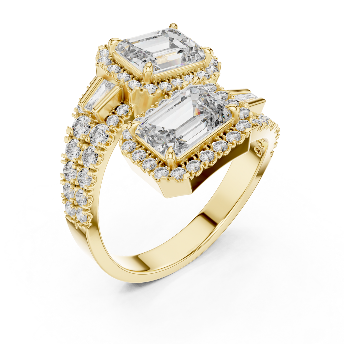 Gold Vivid Twin Pavilion Architectural Ring Right View