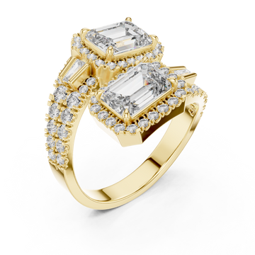 Gold Vivid Twin Pavilion Architectural Ring Right View