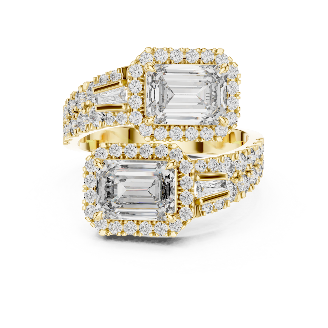 Gold Vivid Twin Pavilion Architectural Ring Right View