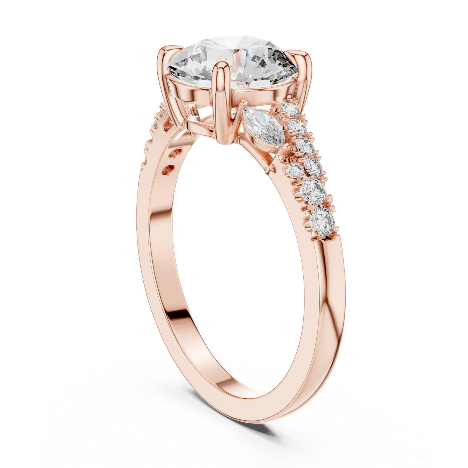  Rose Gold Twilight Blossom Accent Ring Left View
