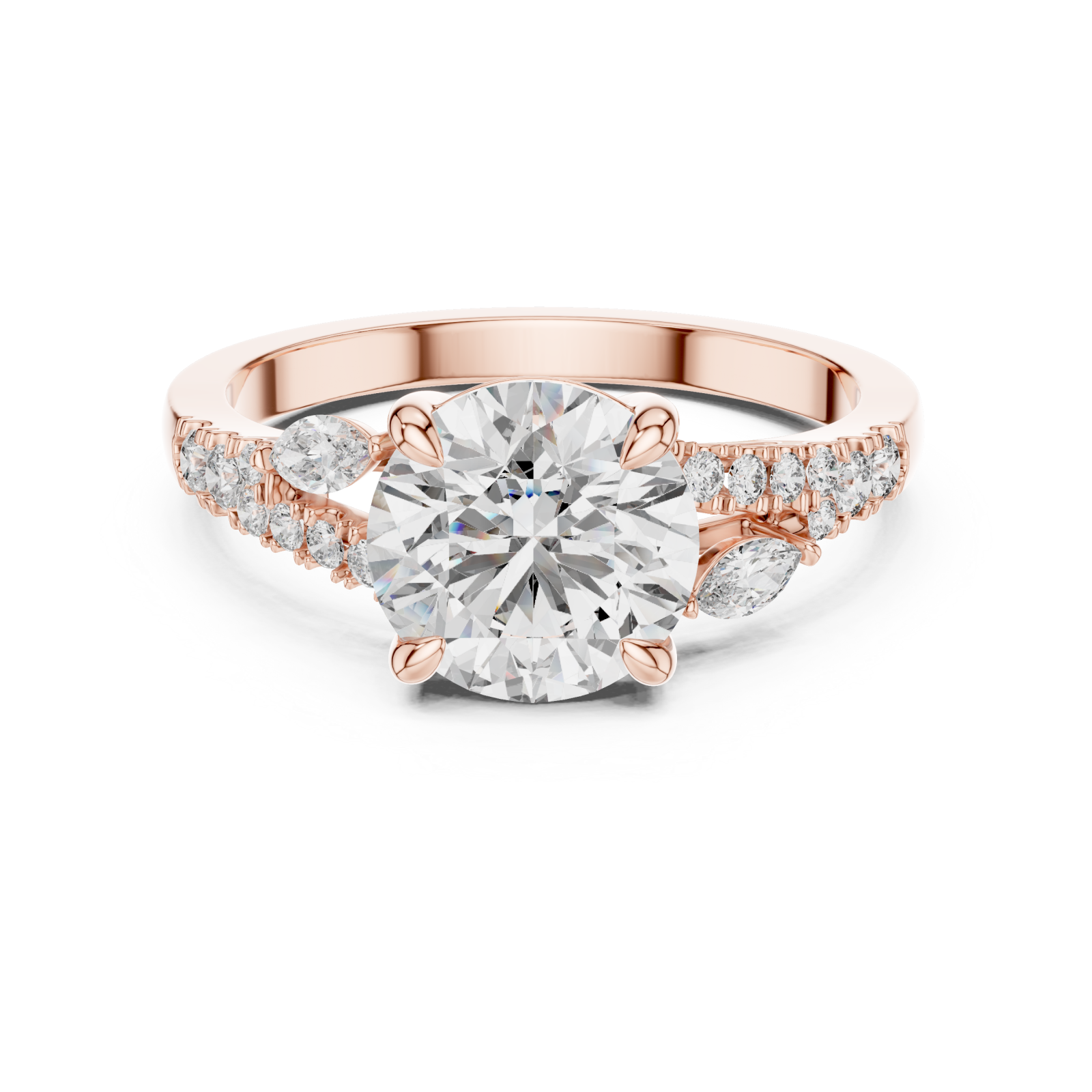  Rose Gold Twilight Blossom Accent Ring Front View