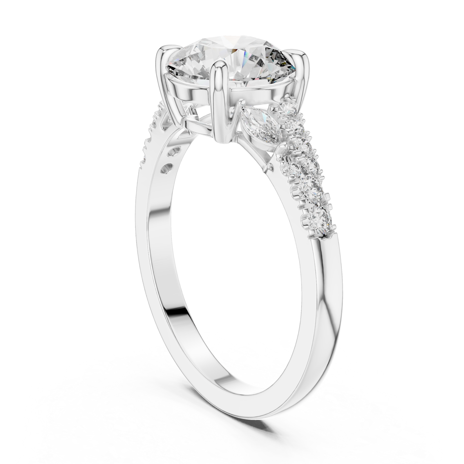  White Gold Twilight Blossom Accent Ring Left View