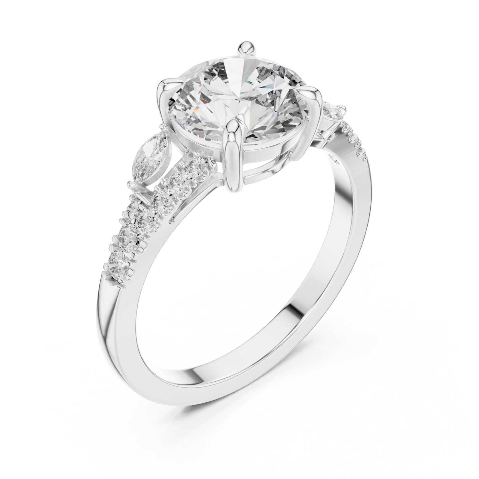  White Gold Twilight Blossom Accent Ring Right View