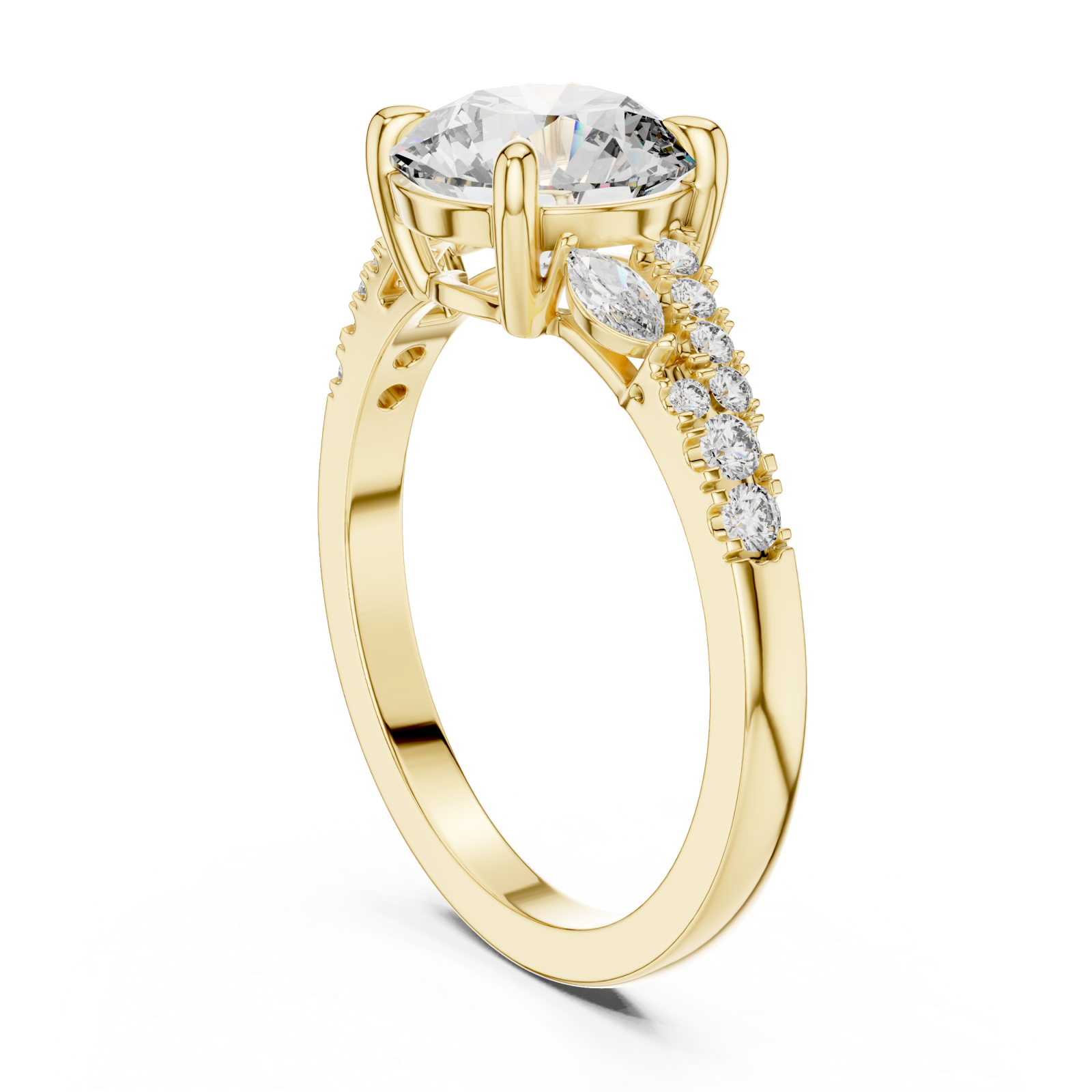  Gold Twilight Blossom Accent Ring Left View