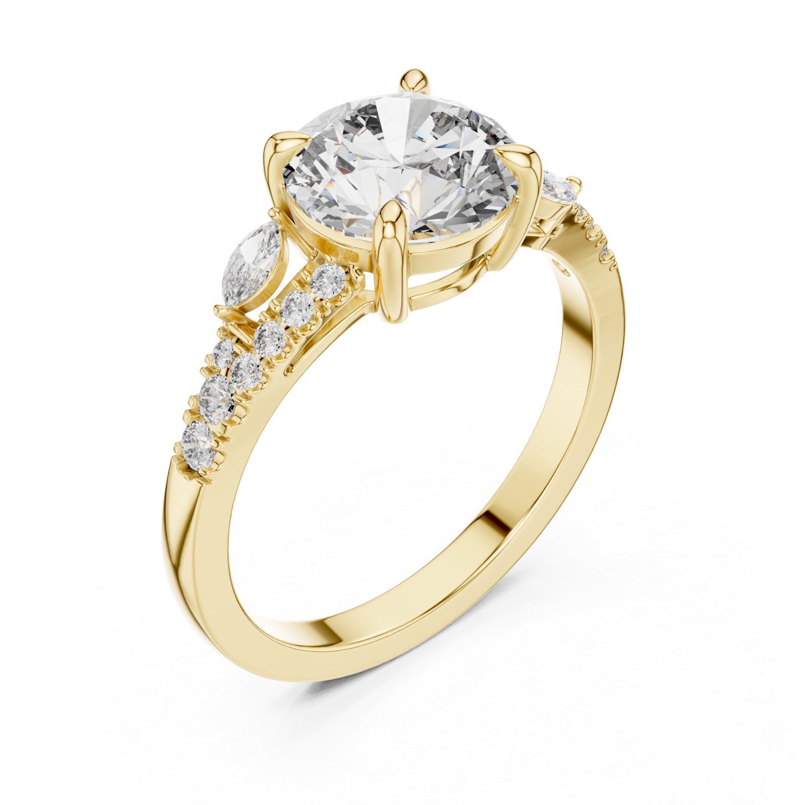 Gold Twilight Blossom Accent Ring Right View