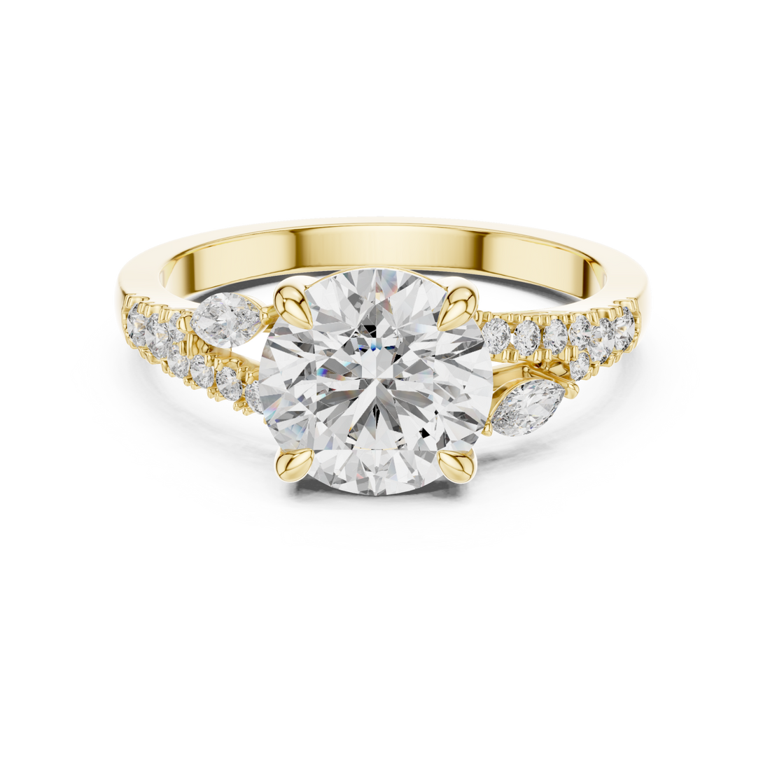 Gold Twilight Blossom Accent Ring Right View