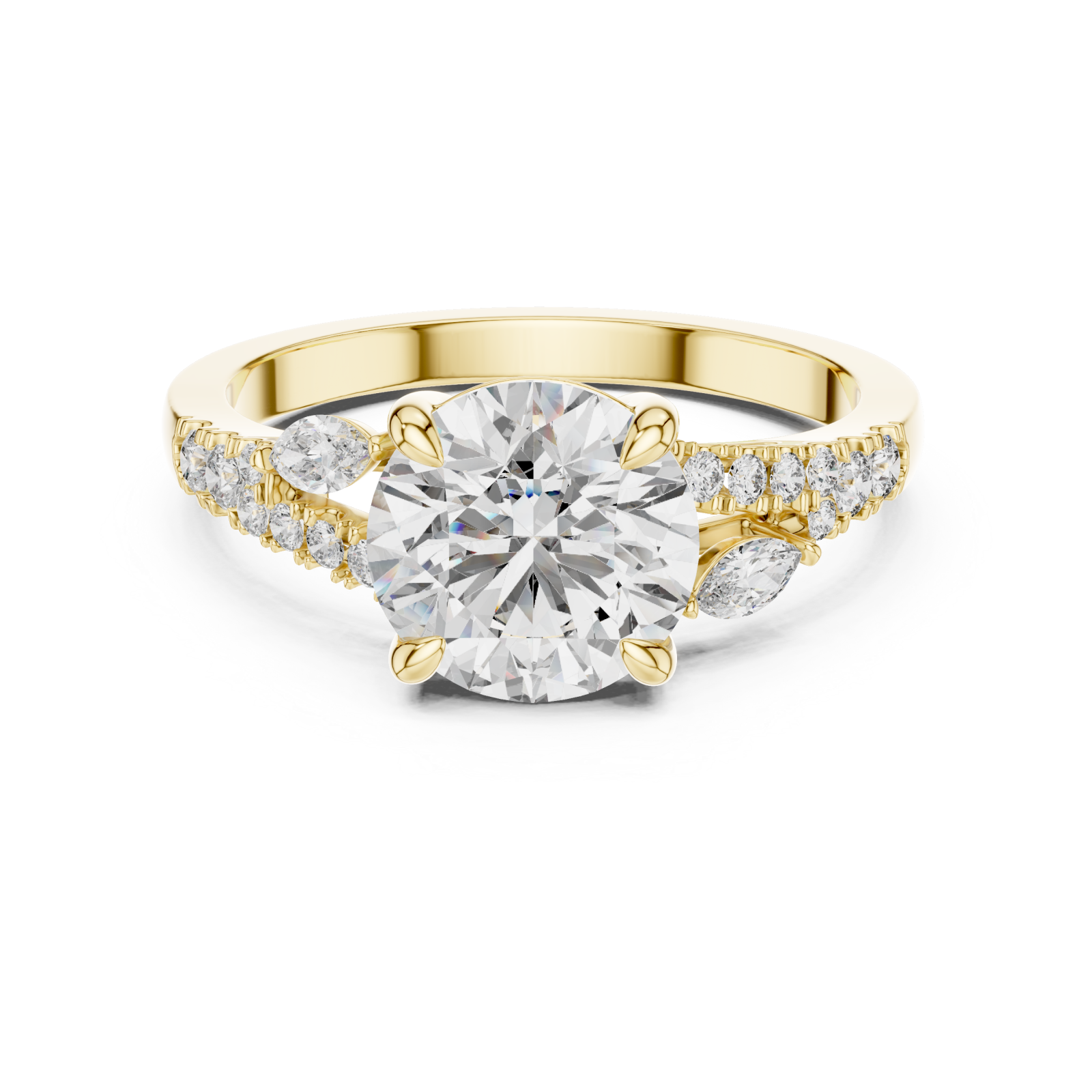  Gold Twilight Blossom Accent Ring Front View