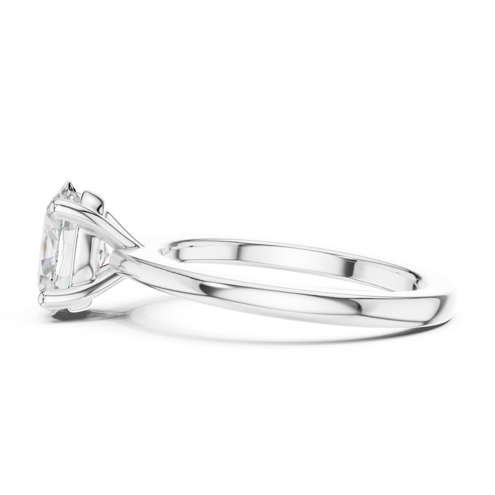  White Gold Aurora Nouveau Solitaire Mount Ring Side View