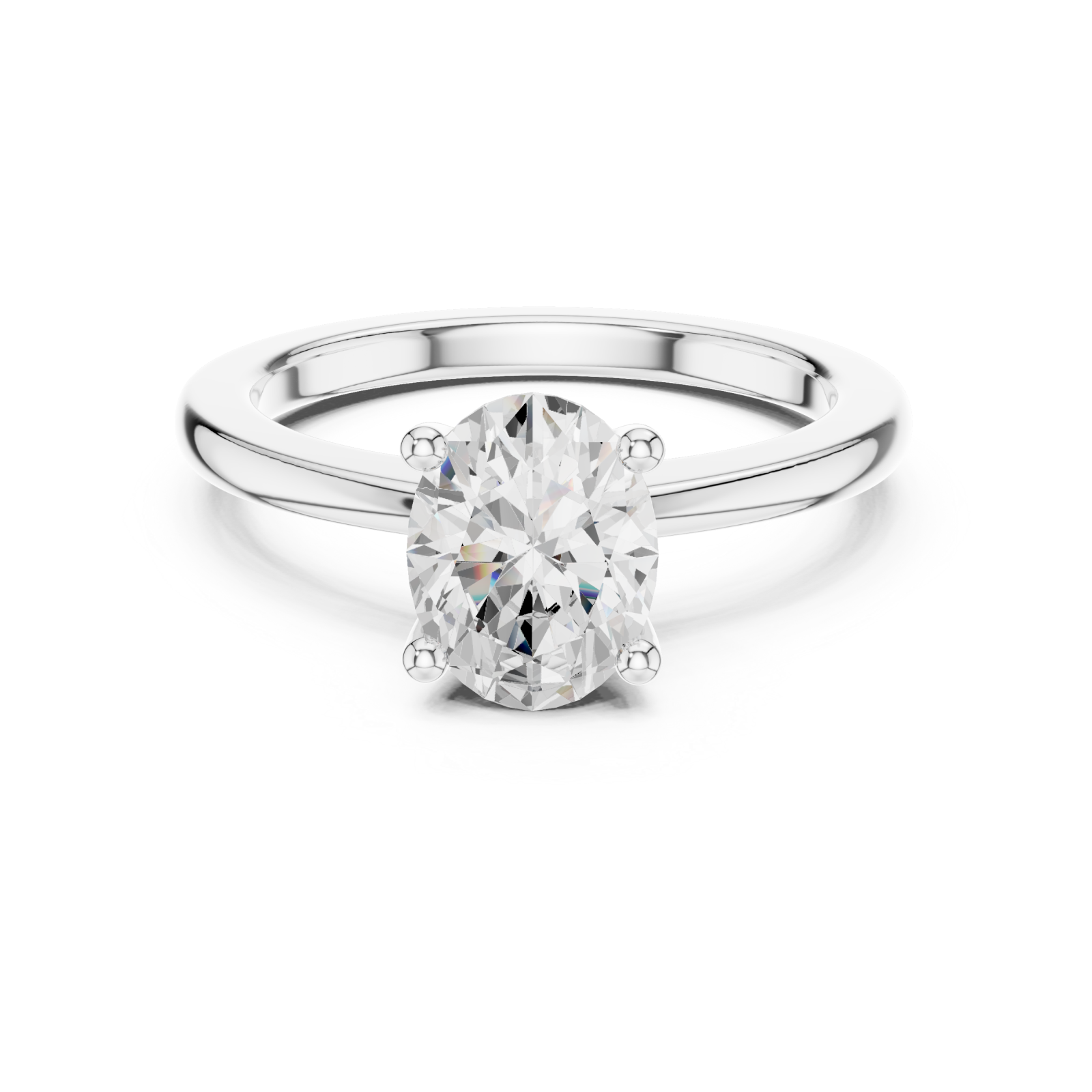  White Gold Aurora Nouveau Solitaire Mount Ring Front View