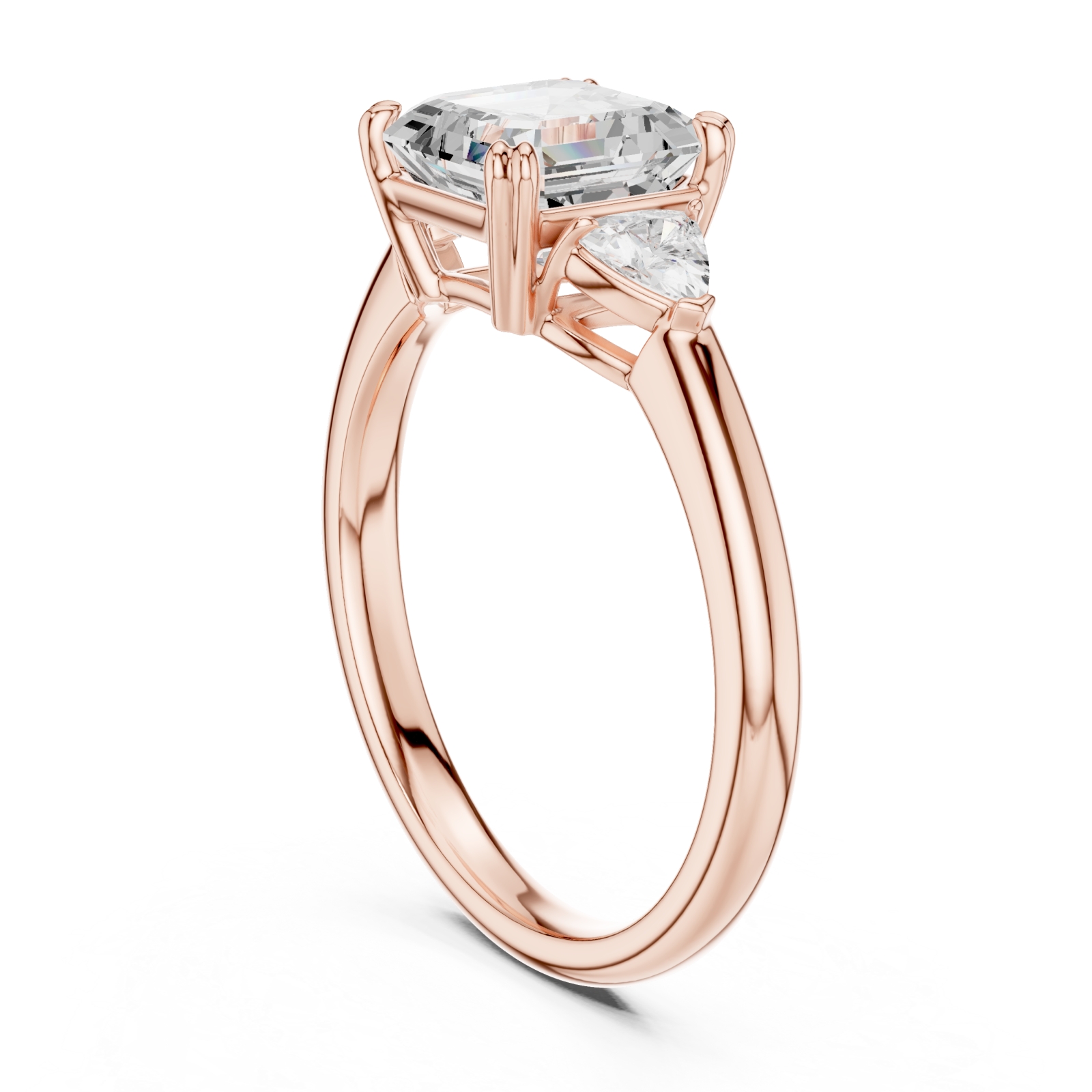  Rose Gold Luminous Whisper Three-Stone Ring Left View
