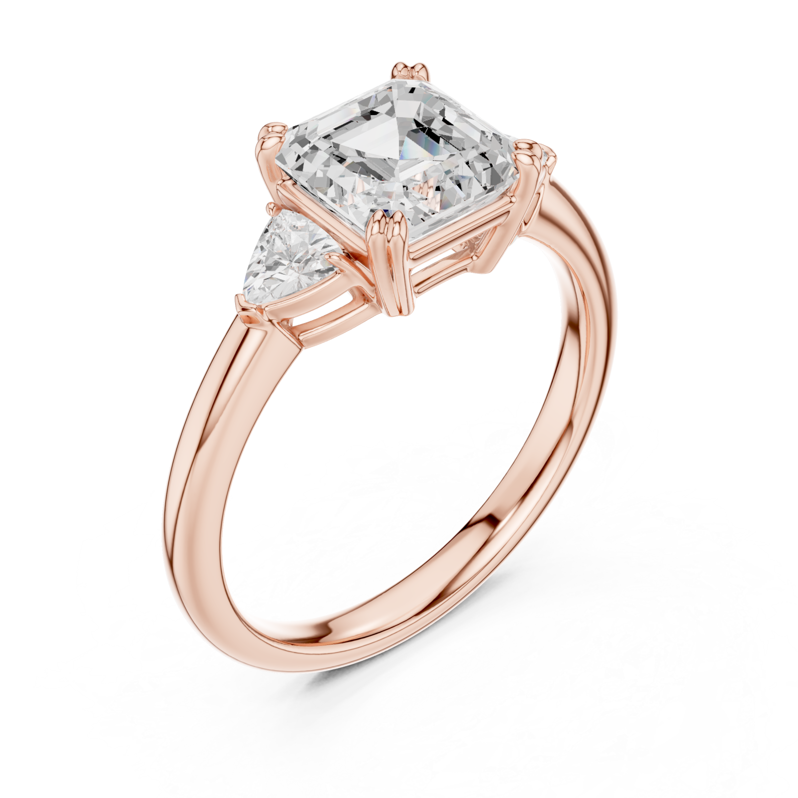  Rose Gold Luminous Whisper Three-Stone Ring Right View