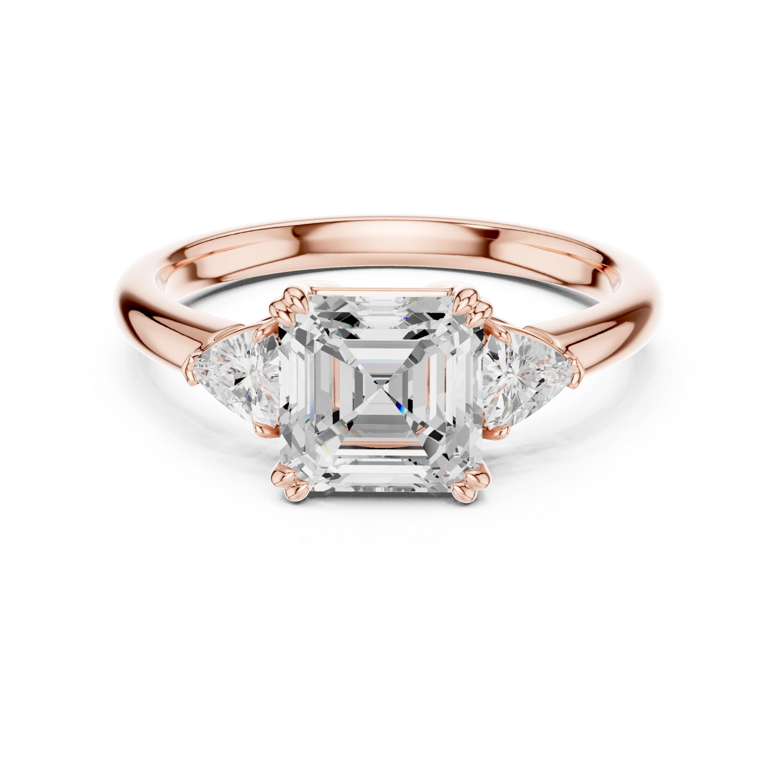  Rose Gold Luminous Whisper Three-Stone Ring Front View