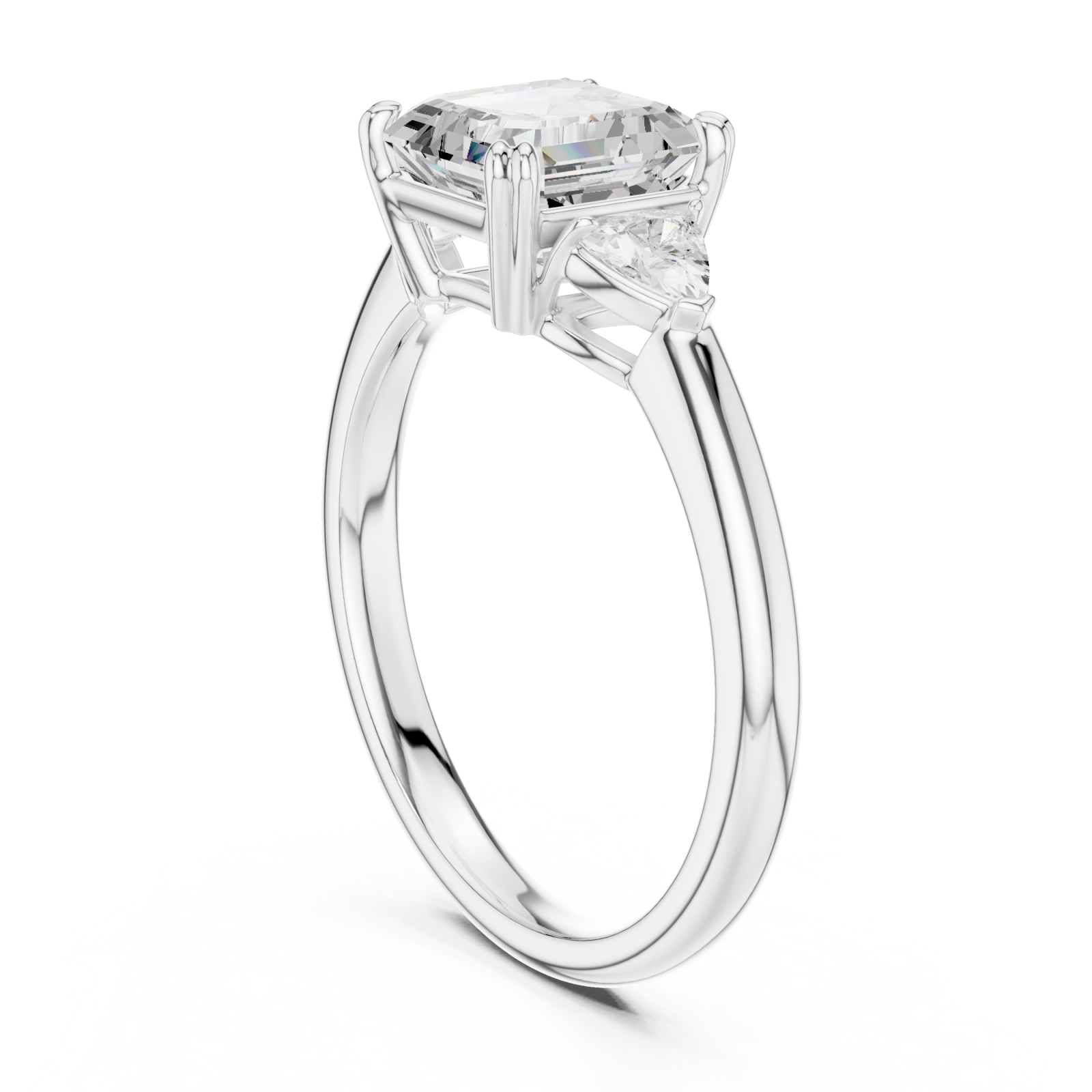  White Gold Luminous Whisper Three-Stone Ring Left View
