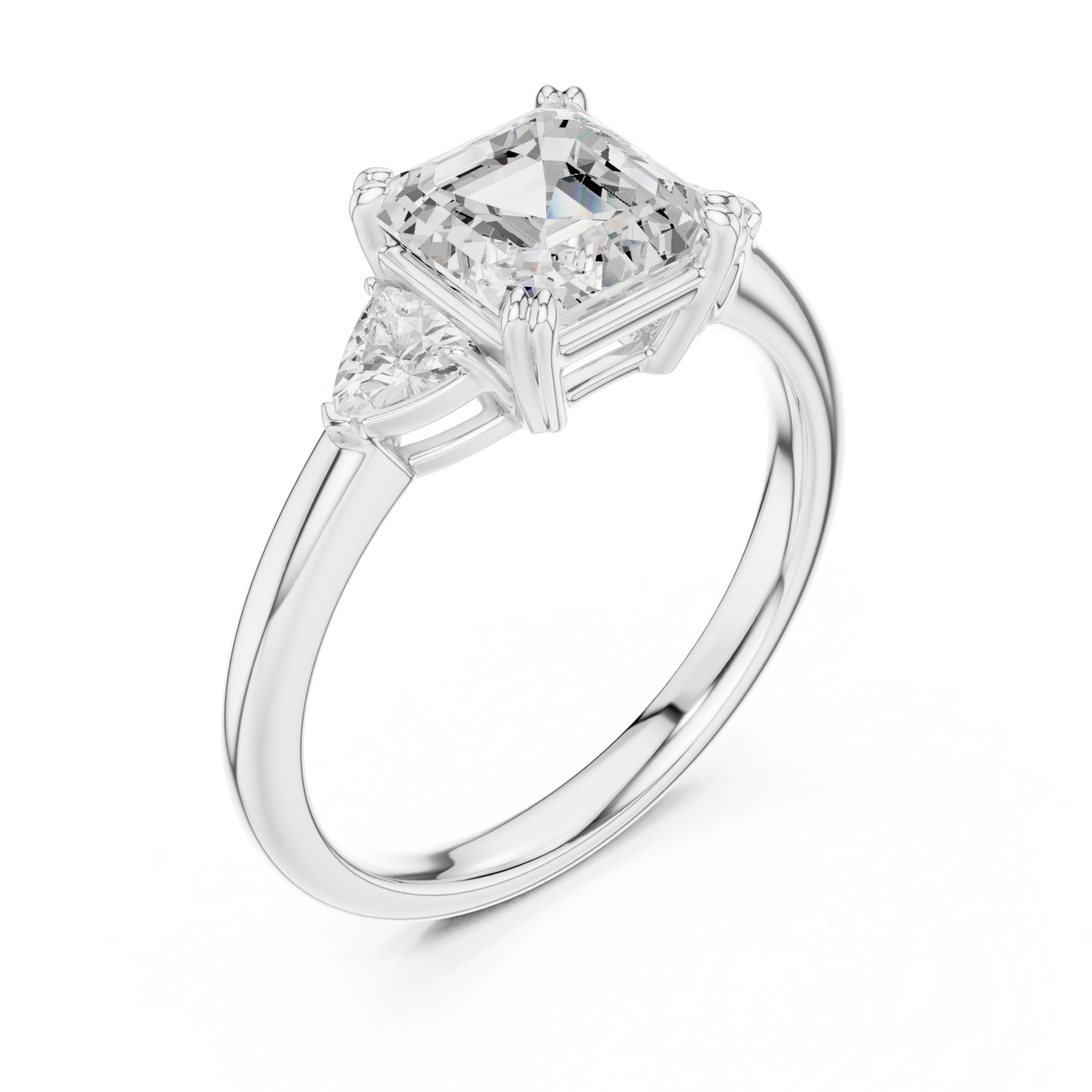  White Gold Luminous Whisper Three-Stone Ring Right View