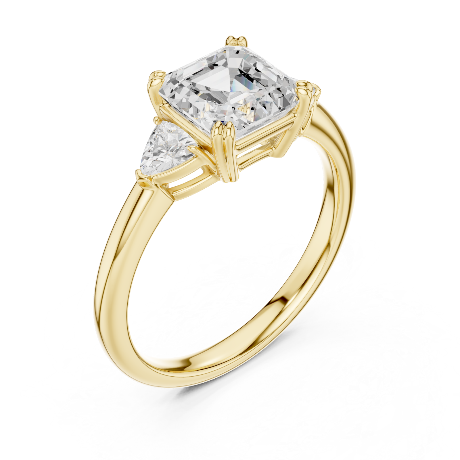 Gold Luminous Whisper Three-Stone Ring Right View